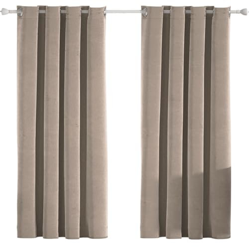Ystyle Tende Velluto Per Interni 100% Oscuranti 2 Pezzi, 140×160cm, Termica Isolante Freddo E Caldo, Moderne Soggiorno Camera Da Letto, Con Anelli, Camel
