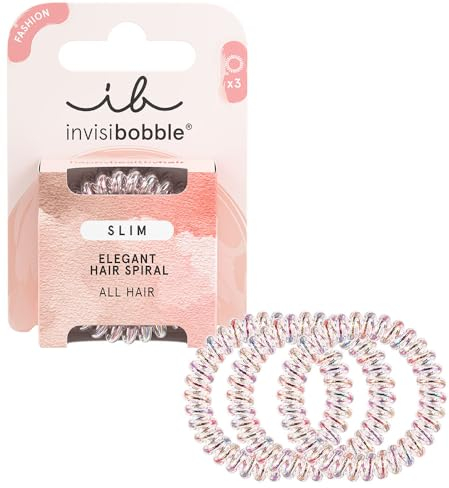 invisibobble Slim Vanity Fairy Haargummi elegant - Für Damen & Mädchen, ohne Abdrücke, hoher Komfort, starker Halt, wasserabweisend, ideal für feines, dünnes Haar & Hochsteckfrisuren, 3 Stück