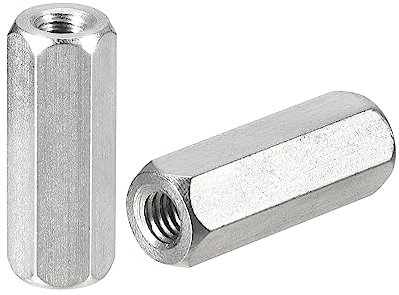 sourcing map M4 x 0.7 Abstand 20mm Länge Kupplung Muttern 5Stk 304 Edelstahl Metrisch Sechskant Stab Kupplung Muttern
