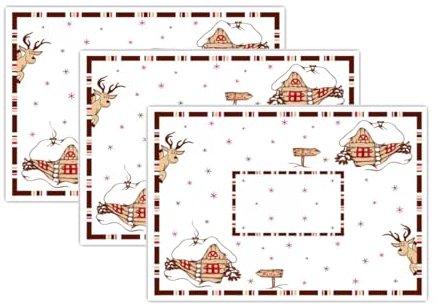 MAQA 250 pz tovagliette carta monouso Baita, Tovaglietta americana Natale 30x40 cm, ideale come sottopiatto fantasia natalizia