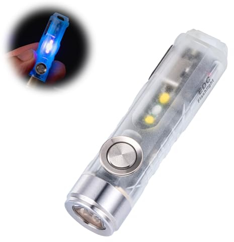 RovyVon A7 Wiederaufladbare Taschenlampe Mini Super Hell EDC Schlüsselanhänger Taschenlampe mit Standlicht Glow in The Dark für Camping, Wandern, Outdoor