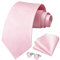 HISDERN Herren Krawatte Hochzeit Rosa Krawatten Taschentuch Blumen Elegant Klassisch Krawatte Manschettenknöpfe Set