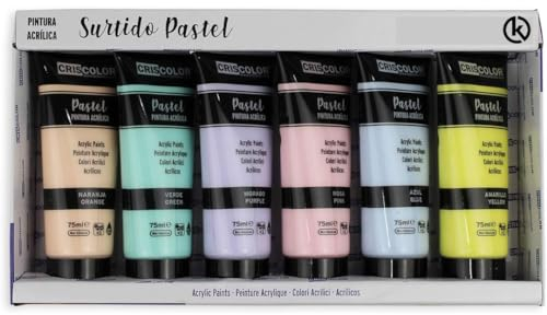 KROWN - Pintura Acrílica 75 ml. Manualidades, No tóxica, Conjunto de Pintura Acrílica para Artistas Principiantes Niños Manualidades Lienzo Madera Cerámica Tela (Pastel)
