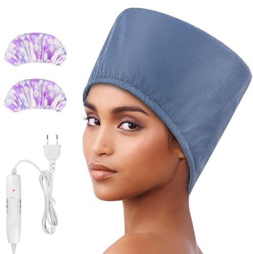 Totofac Heizkappe Heizhaube für Tiefenpflegemittel, Haardampfer Wärmehaube für Haarmasken, 2 Temperaturmodi Haarheizkappe für Spa, Salon, Haus-Schwarz (blue)