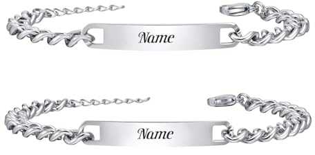 XUANPAI Pärchen Armband mit Gravur Partner Geschenke - 2 Stück Silber Partnerarmbänder Edelstahl Armband mit Namen Paar Geschenke für Jahrestag Geburtstag Geschenk für Paare (Für immer...und ewig)