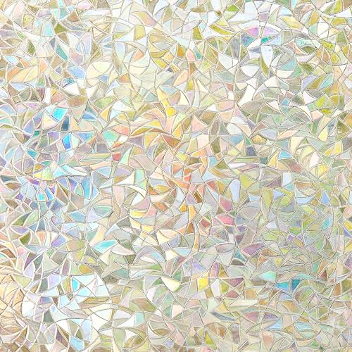 NINETREX Sichtschutzfolie Fenster, Buntglas Fensterfolie, Milchglasfolie, Folie Fenster Sichtschutz, Sichtschutzfolie Für Glasfenster Statische Fensterfolie Vinyl Mond Dekorativ UV (60 * 200cm)