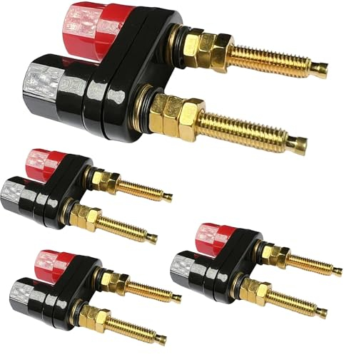RUNCCI-YUN 4 Stück lautsprecher terminal, buchsen für bananenstecker,AMP Terminal Endstufe 2-Weg Bananenstecker-Jack,Audio Lautsprecher Terminal bananenbuchse Panelmontage (Länge 2,3 Zoll)