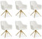 Homestyle4u 2732, Stühle Beige 6er Set Esszimmer Küche mit Armlehne Esszimmerstühle Polsterstühle Creme Bouclé Gold Drehbar