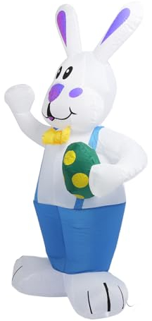 Aufblasbare Fröhliche Osterhasen-Ei-Dekoration, Einfaches Aufblasen, Reißfest, Aufblasbarer Osterhase mit Eiern, 210T Polyester, IP44 Wasserdicht, für Party (EU 220-240V)