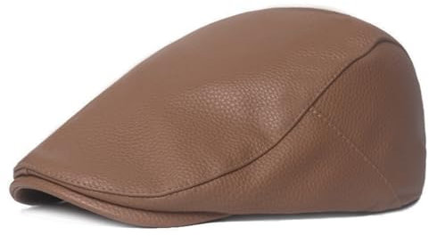 Rayson Schiebermütze PU-Leder Herren Winter Warme Retro Schirmmütze Newsboy Flatcap Gatsby Cabbie Hat(Khaki,Einheitsgröße)