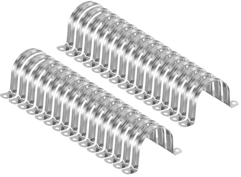 HARFINGTON 30pcs 2 9/16 Inch 65mm Conduit Clamps, M65 U Tube Pipe Clamp, Stainless Steel Rigid Pipe Strap, U Shaped Bracket with Two Hole for Pipe Tube Hose Wire Cord Fixing