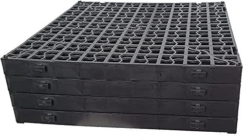 Grass Grid Black Plastic Paving Driveway Grid Turf Grass Lawn Path Gravel Protector Drainage Mat Shed Greenhouse Base Grass Mats Garden Plastic Tiles Protection Mesh Gravel Stabilisers (Pcak of 16)