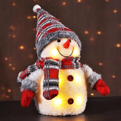 Schauer LED Weihnachtsdeko Schneemann 26 cm - Deko Schneemann & Snowman mit Mütze, Schal & Handschuhen Weihnachten Figur Weihnachtsdekoration batteriebetriebene LED Weihnachtsfigur