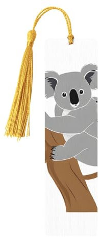 Lesezeichen aus Holz mit Koala-Druck, ideales Buchliebhaber mit Quaste für Hardcover-Bücher, Notizbücher