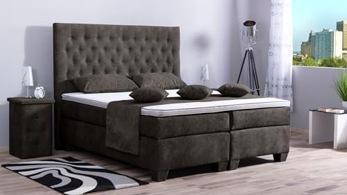 Boxspringbett Vila 240x220, DS-Anthracite, 7-Zohnen Taschenfederkernmatratze, Ergoflex - Inklusive Aufbau - Deutscher Hersteller