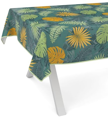 ANRO Wachstuchtischdecke Wachstuch Tischdecke abwaschbar Wachstischdecke Gartentischdecke Rund Oval Eckig 240x140cm mit Saum (Eingefasst) Dschungel