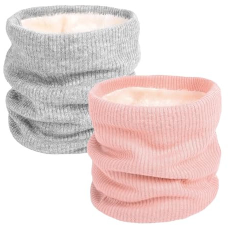 SEFIRST 2 Pièces Tour de Cou pour Femme et Homme, Polaire Cache Cou, Gaiter Masque Cagoule Cache-Cou Hiver écharpe Coupe-Vent Ski Élastique Épais Snood pour Moto Ski Marche Course Voyage (Gris, Rose)