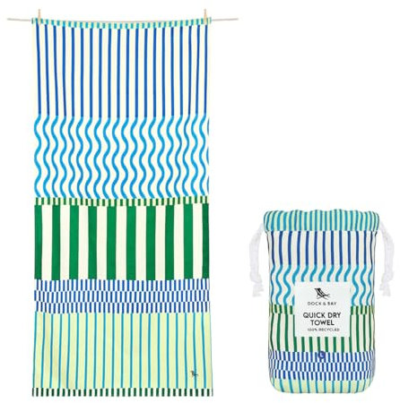 Dock & Bay Beach Towel - Quick Dry, Sand Free - Compact, Lightweight - 100% Recycled - Includes Bag - Blueberry Spritz, Extra Large (200x90cm, 78x35)