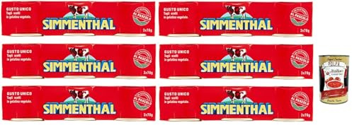 Italian Gourmet carne in scatola Rindfleisch in Aspik zart Dose 6 x 3 x 70g | Gelatina saporita e zartes Fleisch, porzioni pratiche per panini, insalate, Gesamtnettogewicht 210 g + Kostenlos Polpa 400g