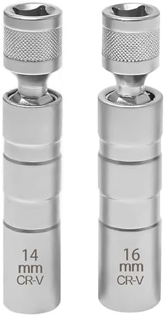 2 Pcs Cle a Bougie 14/16mm, Douille de Bougie D'allumage Pivotante Magnétique, Retrait de Douilles à Bougies pour Automobile Moto Outil Universel