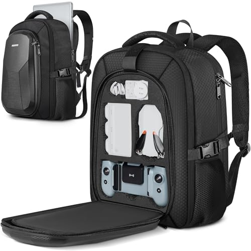 PEKREWS ATOM 2 Tasche, Erweiterbar Rucksack für DJI ATOM 2/SE/3-Axis/LT, Hartschale Tragetasche Wasserabweisende Reisetasche für 15,6 Zoll Laptop, Fly More Combo Zubehör (Not Kompatibel mit RC PTD 1)