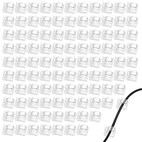 100 Pcs Mini Light Clips,Wire Clips,Cable Clips Self Adhesive,Self Adhesive Cable Tidy Hooks,Adhesive Cable Clips,Light Wire Clips for Cable Management,Christmas Hanging Decorations Fairy Light
