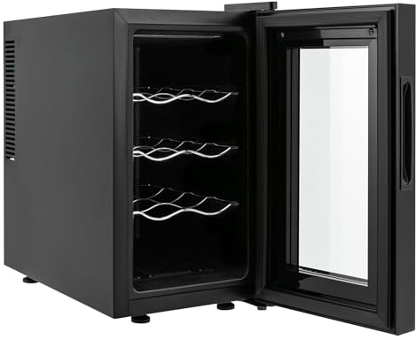 MELAQULY Weinkühlschrank, 23L 55W 8-Flaschen-Weinkeller, Getränke-Weinkühler Getränkekühlschrank mit Digitaldisplay LED-Licht 8–18°C für zu Hause Büro Hotel Bar Club
