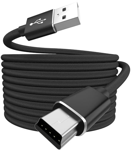 Yaekea 10FT Mini USB Cable Compatible with Garmin GPS, Canon/Nikon Camera, PS3 Controller, Blue Yeti Microphone, Texas Instruments Calculator, Gopro Hero, Dash Cam Black Braided Mini Cable