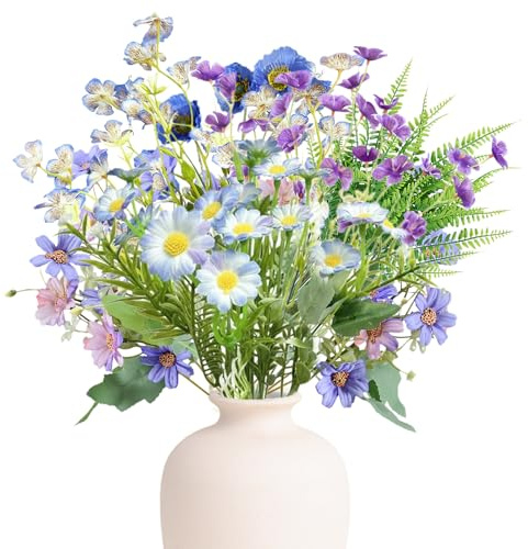 PANYI 6 Künstliche Blumen Wie Echt Kunstblume Sträuße Kunstblumen Wie | Echt Klein Kunststräuße Kunstblumen Frühling Geeignet für Drinnen Und draußen Balkon Garten Fenster Büro -Wartungsarm