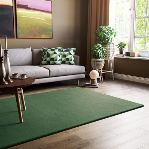 Steffensmeier Gabbeh Teppich Jaipur | 100% Schurwolle | Wohnzimmer | Schlafzimmer | Handtuft | Dunkelgrün | 200x250 cm
