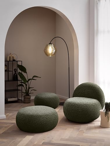 DOMO. collection Polsterhocker Cascas, Hocker, rund, Füße mit Filzgleitern, Fußhocker, 85 x 85 x 35 cm (BxTxH), dunkelgrün (grün),