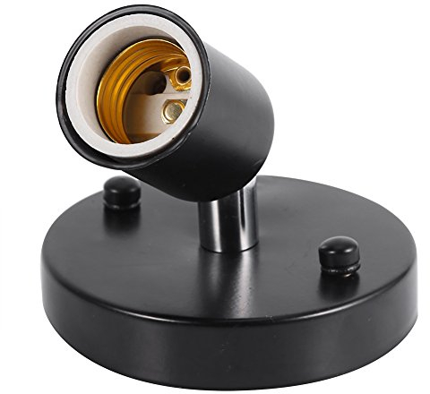 Yosoo Lampenfassung mit Gewinderohr Verstellbar, E27 Einstellbare Lampenfassung Moderne Deckenleuchte für verstellbar Gestell Wand flexiblem Support-Licht mit 180 Grad, Pack 1 schwarz