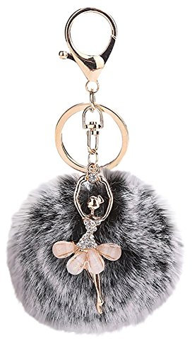 Steellwingsf Porte-clés ange dansant mignon pour femme avec pompon (noir)