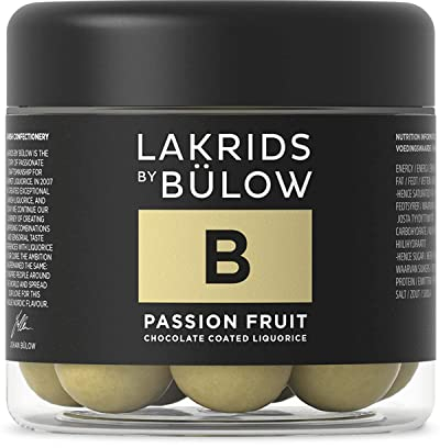 LAKRIDS BY BÜLOW - B - Passion Fruit - 125g - Dänische Gourmet Lakritz-Kugeln - Süßer Lakritzkern umhüllt von Weißer Schokolade & Passionsfrucht