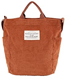 Ulisty Damen Cord Schultertasche Lässig Tragetasche Umhängetasche Top Griff Tasche Hosentasche Handtasche braun