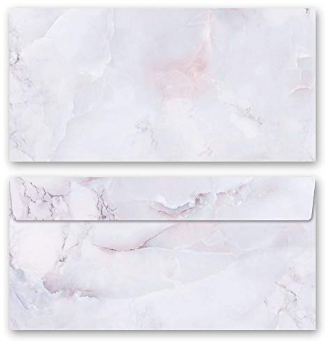 Briefumschläge Marmor & Struktur, MARMOR FLIEDER 10 Briefumschläge (ohne Fenster) DIN LANG (220x110 mm) | Paper-Media