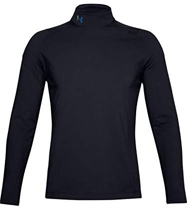 Under Armour Rush ColdGear 2.0 Mock, Warm and comfortable long-sleeved shirt with Rush technology, breathable thermal clothing gives energy back to the body Men, Black (Black / Reflective), L