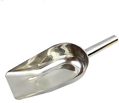 qazwsx Fondo Piatto in Acciaio Inox Paletta per Ghiaccio,Scoop Metallici per Il Cibo Popcorn Caramella Paletta per Ghiaccio per La Macchina del Ghiaccio Argento 26.5x7cm(10x3inch)