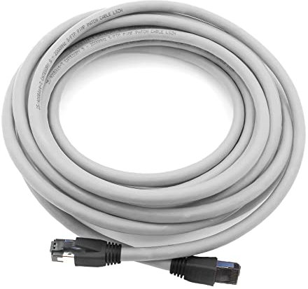 1CONN Cable de red Ethernet Cat8, 15 m, 40 Gb S, FTP, LSZH Cat 8, cable de datos Rj45 gris, 5 unidades de 15 m