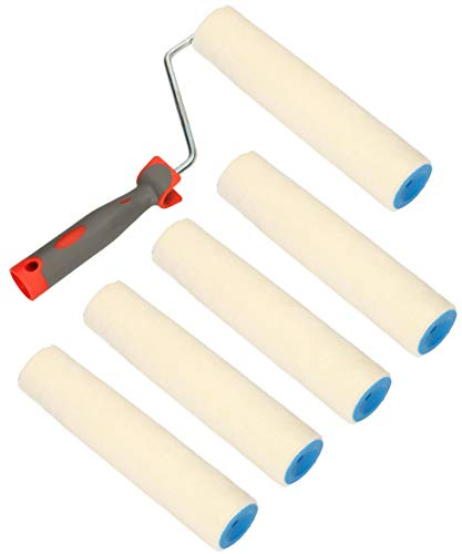 KOTARBAU 5er Set Velours-Farbroller 250 mm mit Gummigriff Farbwalze Pinsel Walzenbürste Rollerwalze Rollerpinsel für Anstricharbeiten und Renovierung