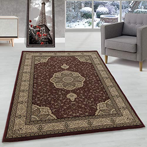 Orient Teppich Wohnzimmer Orientalisch Design Klassisch Optik Kurzflor Pflegeleicht, Farbe: Rot, Größe: 300 x 400 cm