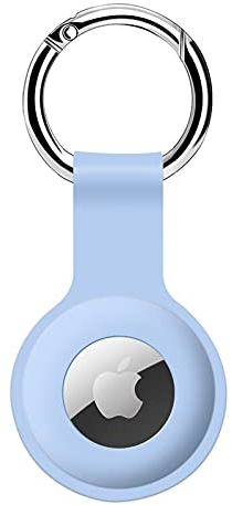 COLORCORAL AirTag Holder Case- Silicone Case for AirTag Keyring for Keys, Bags, Luggage, Pet Collars - Anti-Lost and Scratch-Resistant Design for Apple Air Tags 2021(lightblue)
