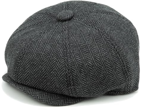 Kinder Schiebermütze für Jungen, Tweed Flat Cap Newsboy Gatsby Mütze (4-8 Jahre, Tweed:Dunkelgrau)