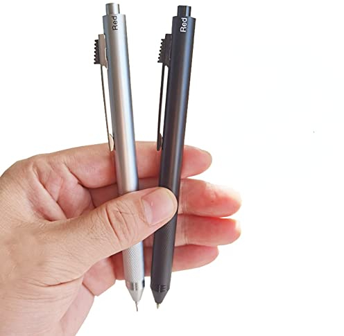 Argento 4 in 1 penne a sfera in metallo multicolore nero blue inchiostro rosso penna a sfera 1 matita automatica scuola ufficio scrittura forniture cancelleria regali (argento)