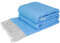 LYHome Baumwolldecke - Tagesdecke Kuscheldecke & Überwurfdecke, Bettdecke Sofadecke Couchdecke & Wohnzimmerdecke, Decken Couch, Baumwolle Plaid Decke Sofa Große (140x200 cm | Blau Gestreifte Quadrate)