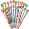 Qpout 20pcs Weihnachtsstifte Sortiment mit Radiergummi Topper mit Santa Weihnachtsbaum für Incentive Geschenk Festliche Themen Bleistift Set für Kinder Kinder Jungen & Mädchen Party Bag Füller