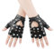 KINBOM 1 Paar Punk Handschuhe Fingerlos, Stilvolle Fingerlose Handschuhe aus Leder Nieten Punk Handschuhe für Halloween Damen Mädchen Cosplay Performance (Schwarz)