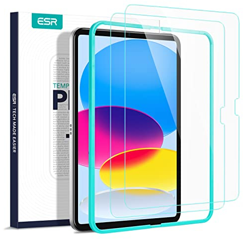 ESR 2 Piezas Protector de Pantalla iPad 11.ª/10.ª gen A16 (10,9”, 2025/2022), Cristal Templado 9H con Marco de Alineación, Antiarañazos, Sin Burbujas, Transparencia HD, Compatible con Apple Pencil