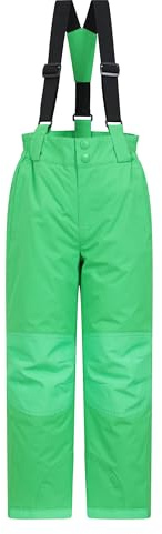 Mountain Warehouse Raptor Kids Snow Pants - Snowproof Boys Ski Trousers, Detachable Braces Bottoms - Ideal for Winter Skiing Holidays & Snowboarding Spectre Green Kids Size 7-8 Years