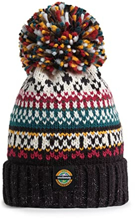 SWIMZI Jet Black Traditional Nordic Knit Super Bobble Hat